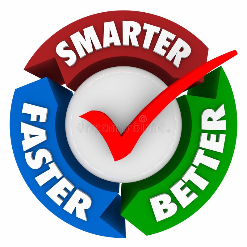 Mer smart snabbare bättre ord gör perfekt den primaa kontrollen Mark Circle royaltyfri illustrationer Mer smart snabbare bättre ord gör perfekt den primaa kontrollen Mark Circle royaltyfri illustrationer
