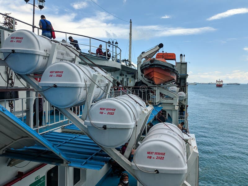 Inflatable Liferafts editorial photography. Image of tugboat 240190862
