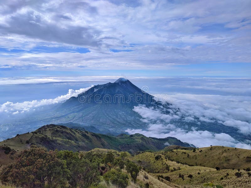 Merapi Mountain View in Boyolali, Central Java, Indonesia Stock Image