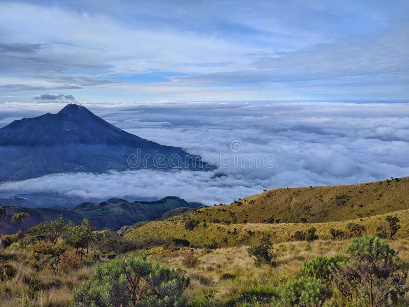 Merapi Mountain View in Boyolali, Central Java, Indonesia Stock Image