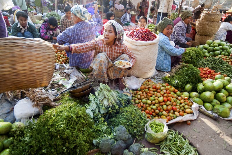 Mercado de Nyaung-U, Myanmar imagenes de archivo Mercado de Nyaung-U, Myanmar imagenes de archivo