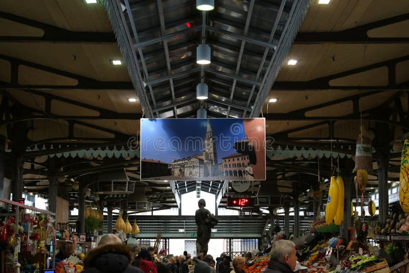 Mercado histórico de Albinelli, Modena, Itália fotografia de stock Mercado histórico de Albinelli, Modena, Itália fotografia de stock