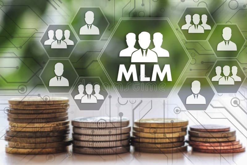 Mercado Multi-level MLM no tela táctil com um fina do borrão