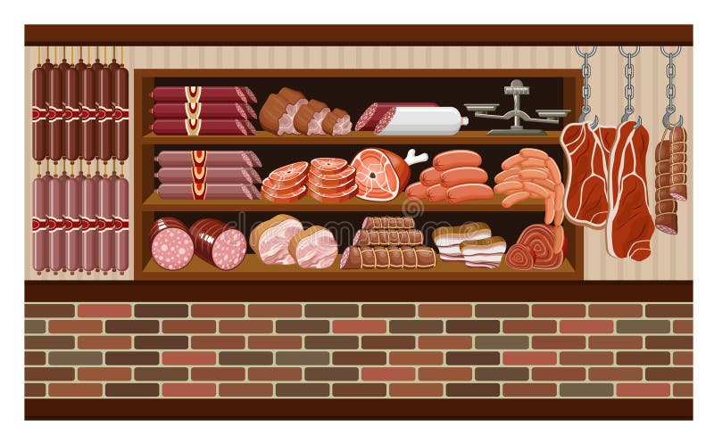 Mercato della carne. illustrazione di stock Mercato della carne. illustrazione di stock