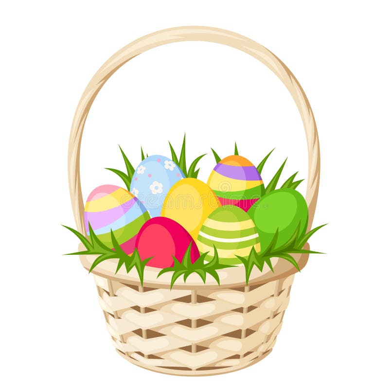 Merce nel carrello variopinta delle uova di Pasqua Illustrazione di vettore