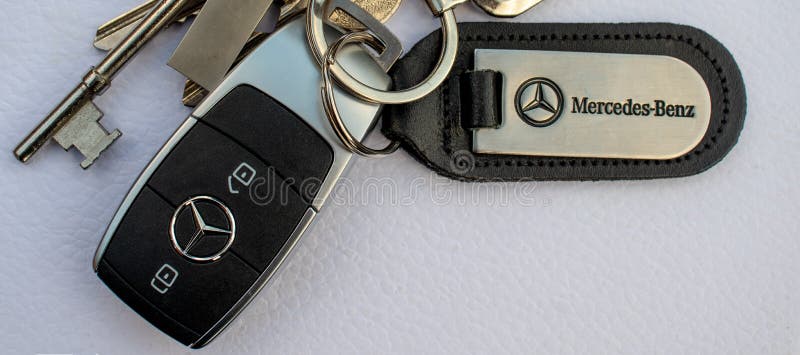 mercedes benz car key fob beverley england april modern white background 145436488