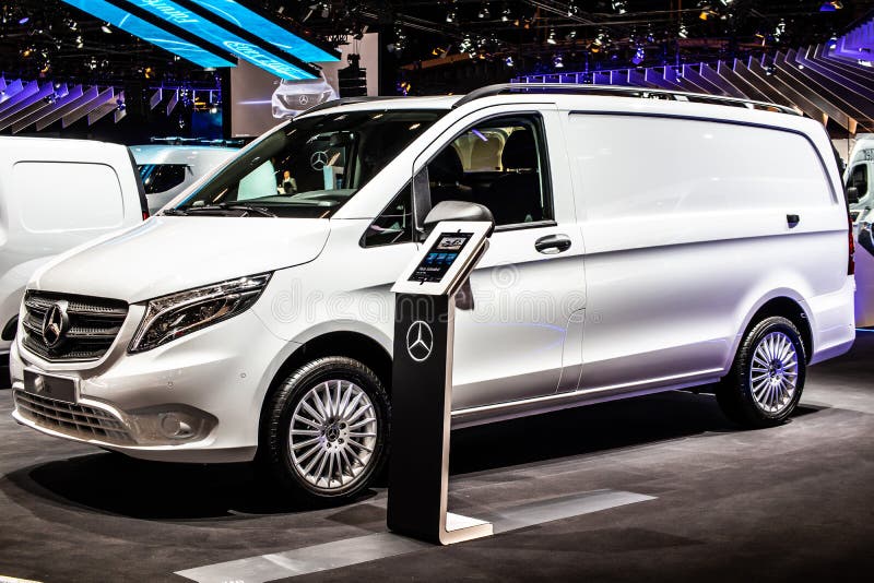Mercedes Vito, Brussels Motor Show, produced by Mercedes Benz, light commercial vehicle as cargo van, pickup truck royalty free stock photo Mercedes Vito, Brussels Motor Show, produced by Mercedes Benz, light commercial vehicle as cargo van, pickup truck royalty free stock photo
