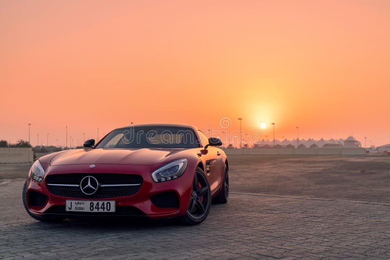 Mercedez SLS GTs amg zmierzch fotografia royalty free Mercedez SLS GTs amg zmierzch fotografia royalty free