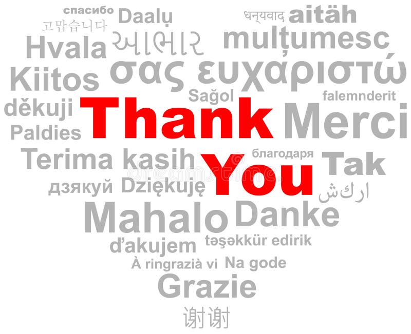 Merci vecteur de nuage de mot de coeur illustration stock Merci vecteur de nuage de mot de coeur illustration stock