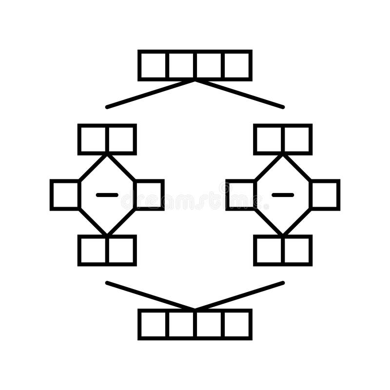 Mergesort algorithm line icon vector illustration vector illustration