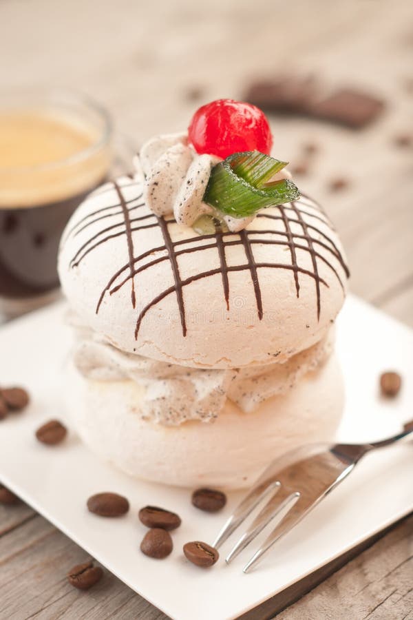 Meringue with Coffee Cream. Stock Image Image of bakery, cream 45294597