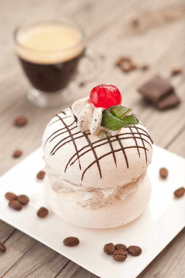Meringue with Coffee Cream. Stock Image Image of bakery, cream 45294597