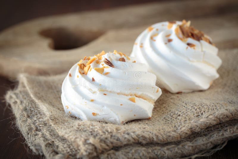 Meringue with Toasted Almonds Stock Photo Image of spiral