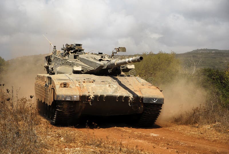 Merkava Main battle tank in training stock image Merkava Main battle tank in training stock image