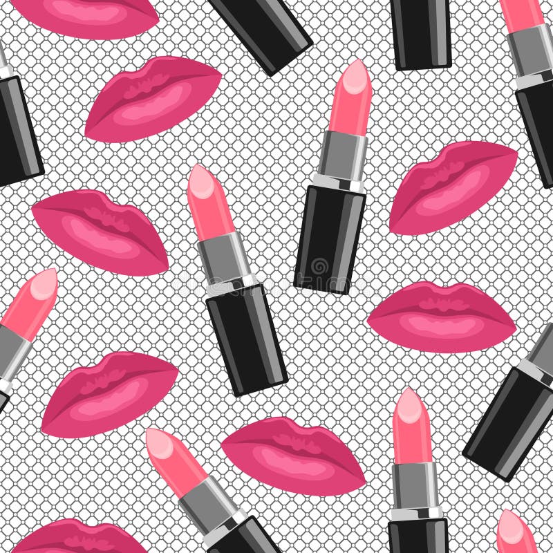 Merletti il modello con le labbra bacianti ed il rossetto rosa illustrazione di stock Merletti il modello con le labbra bacianti ed il rossetto rosa illustrazione di stock