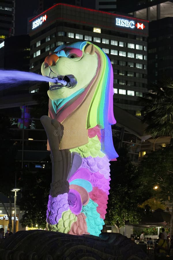 Merlion Park, Singapore April 1, 2012: Merlion, Tourist attraction in Singapore