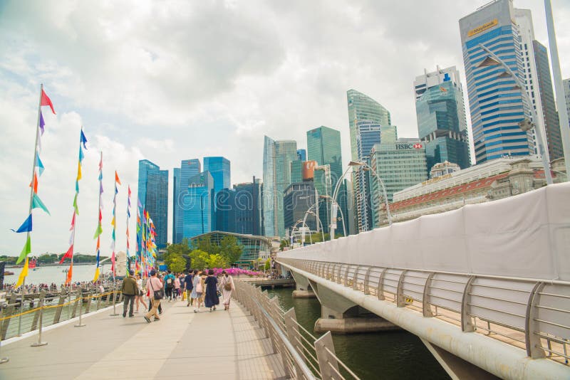 Merlion statua w Marina zatoki piaskach, Singapur fotografia stock