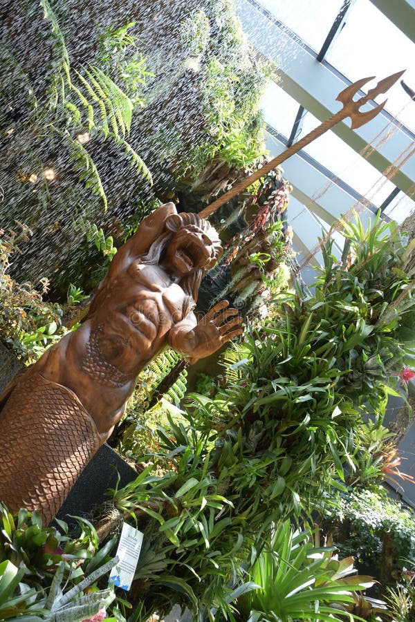 A photo taken on the Merlion Tale statue display at Floral Fantasy Singapore Gardens by the Bay.