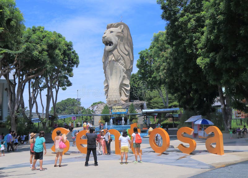 Merlion στο νησί Σιγκαπούρη Sentosa στοκ εικόνες Merlion στο νησί Σιγκαπούρη Sentosa στοκ εικόνες