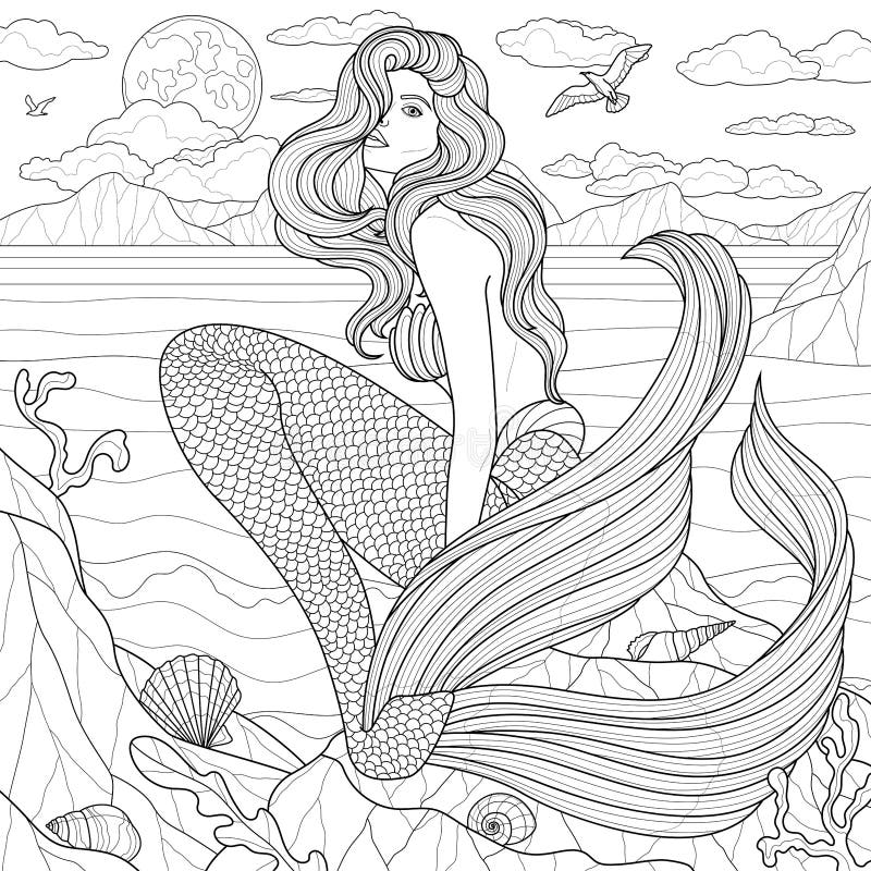 Download Mermaid Coloring Book Stock Illustrations 1 247 Mermaid Coloring Book Stock Illustrations Vectors Clipart Dreamstime
