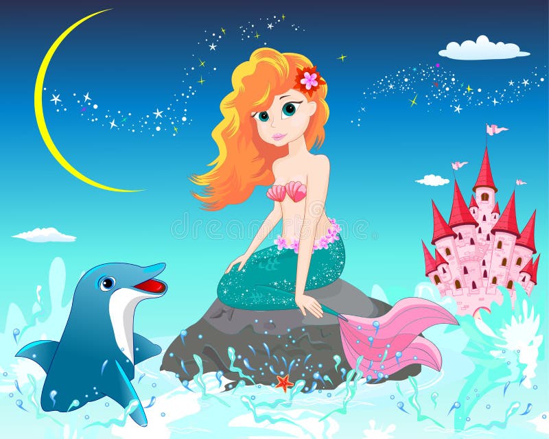 Mermaid and dolphin