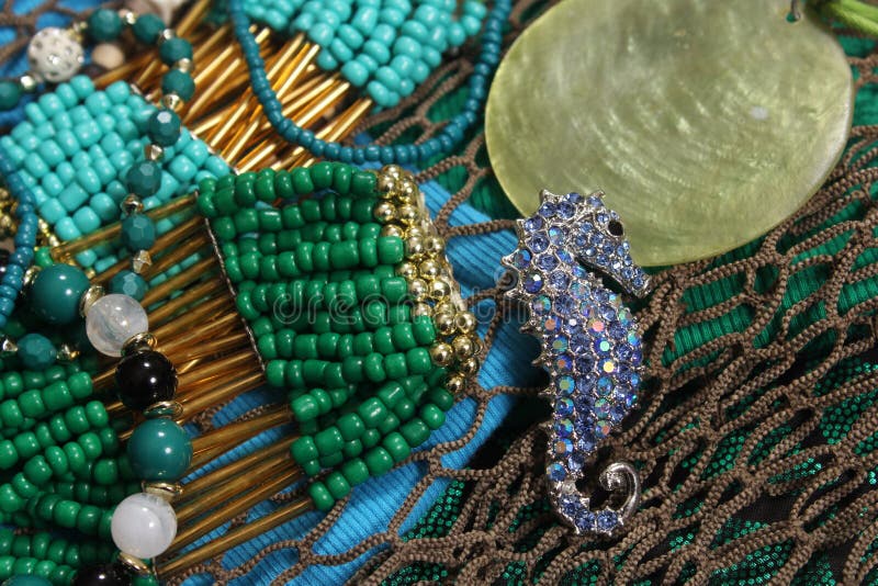 Mermaid Fashion With Jewelry and Fishing Net Close up