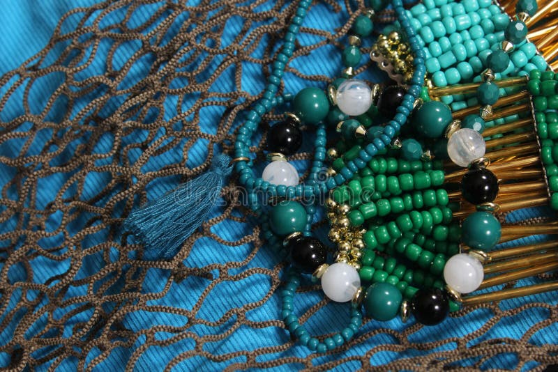 Mermaid Fashion With Jewelry and Fishing Net Close up