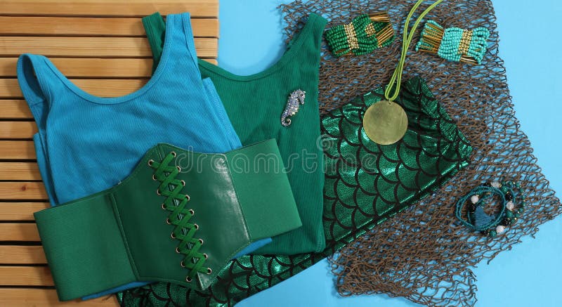 Mermaid Fashion With Jewelry and Fishing Net Close up