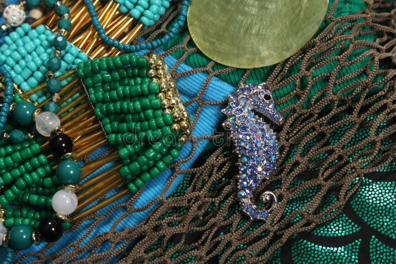 Mermaid Fashion With Jewelry and Fishing Net Close up