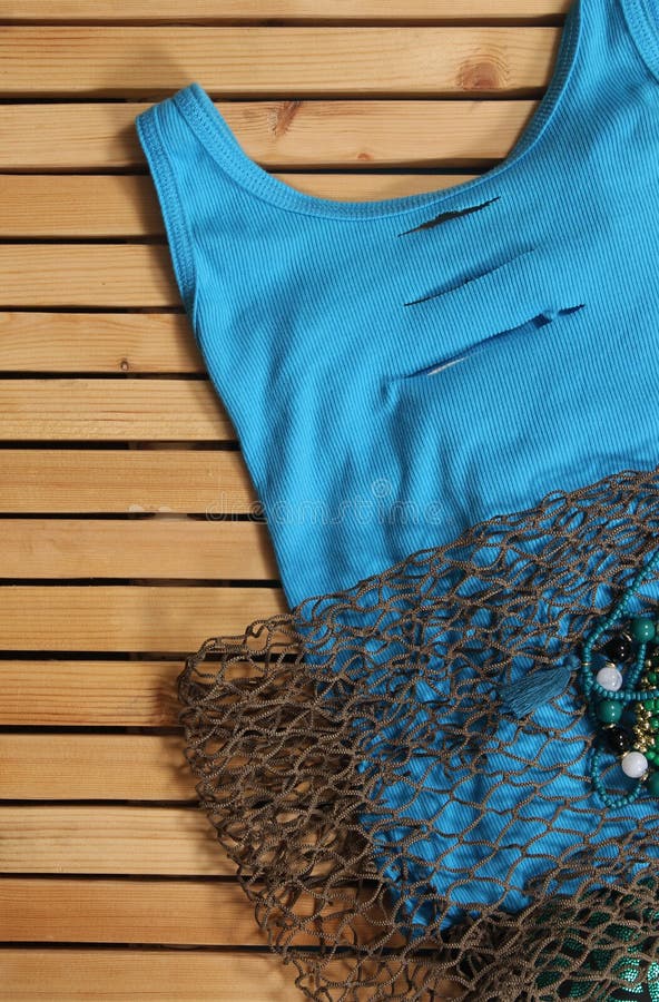 Mermaid Fashion With Jewelry and Fishing Net Close up