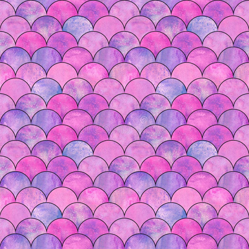 Mermaid fish scale wave japanese seamless pattern