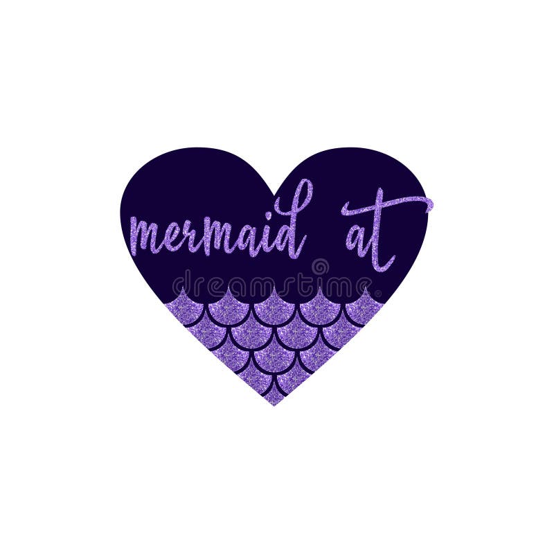 Mermaid at Heart with Purple Glitter Stock Vector - Illustration of ...