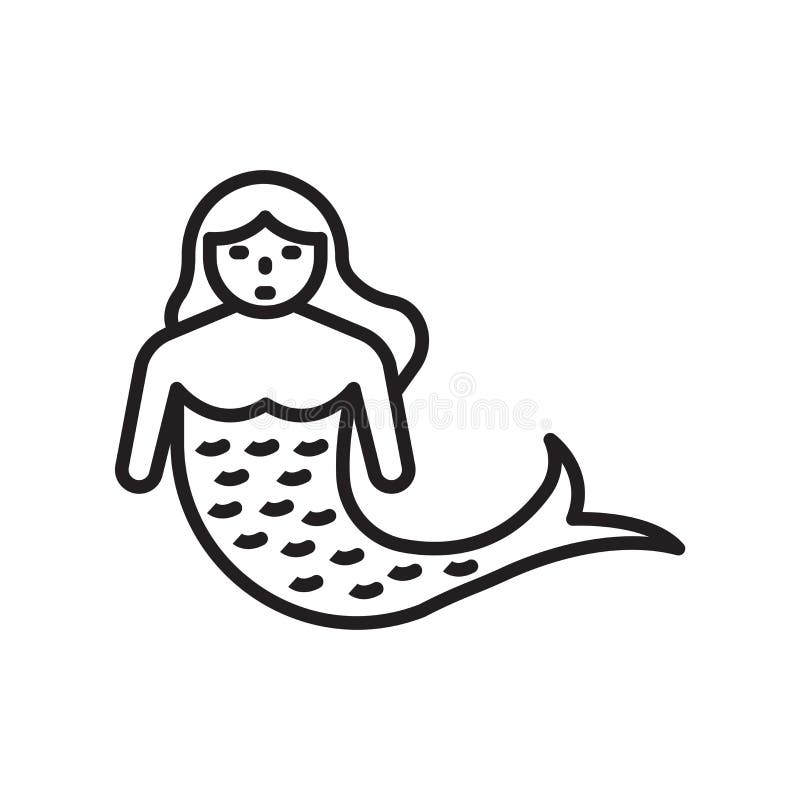 Mermaid Icon Vector Sign and Symbol Isolated on White Background Stock ...