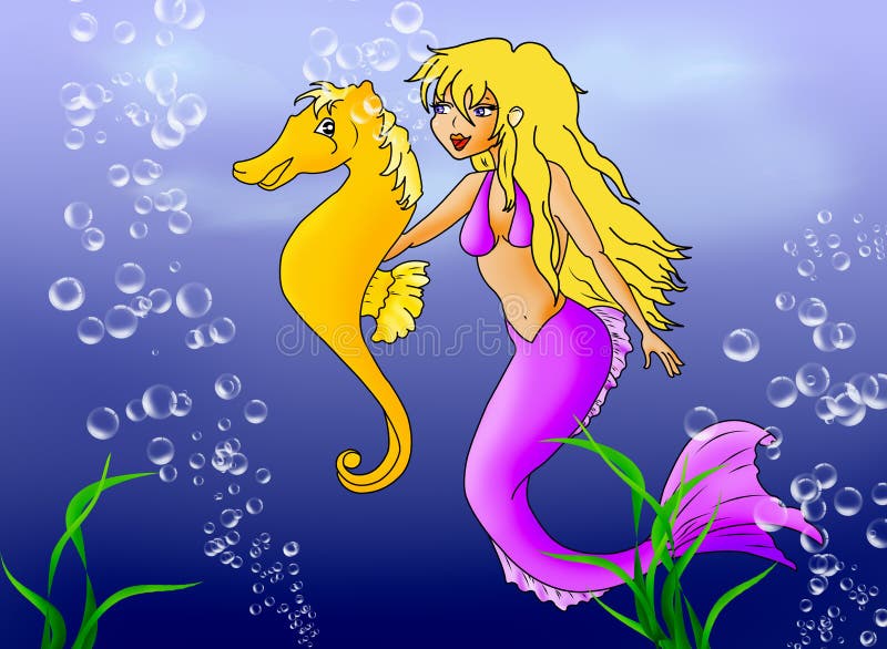 Mermaid and seahorse