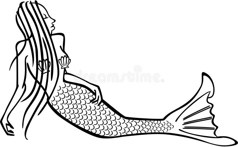 Mermaid at sunset stock illustration. Illustration of beautiful - 5221472