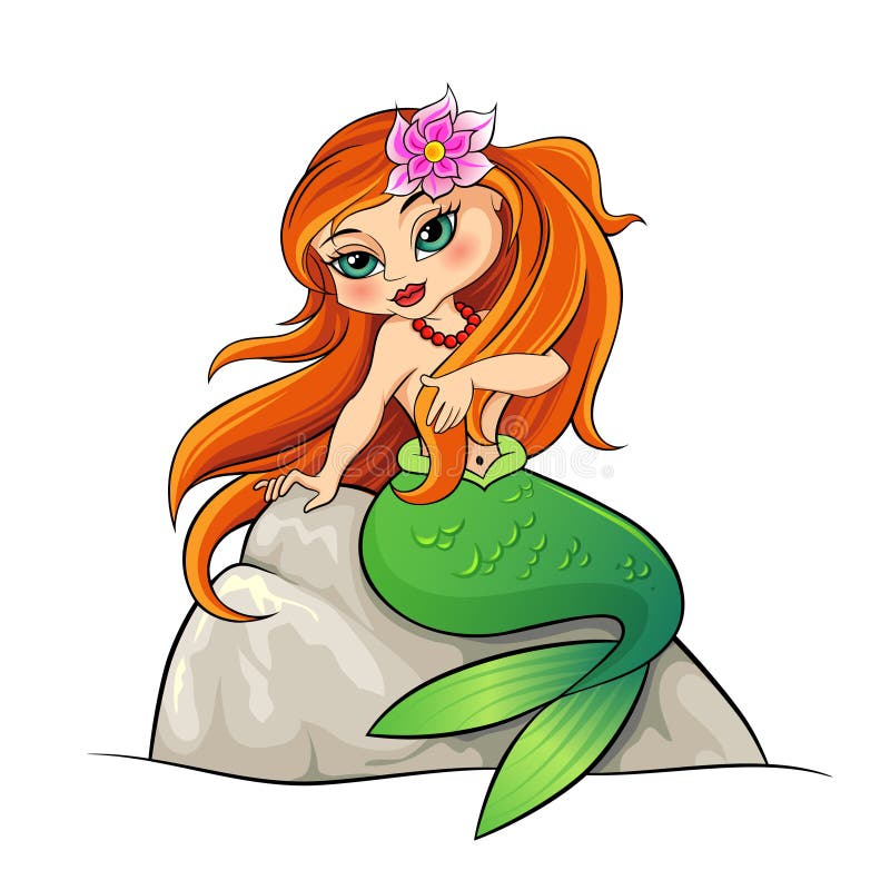 Download Mermaid Sitting On The Rock Stock Illustration ...