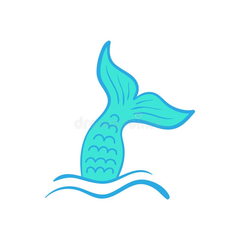 Mermaid tail vector hand drawn illustration