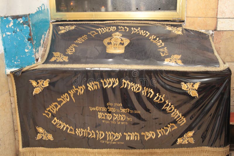 MERON IZRAEL, Grudzień, - 29, 2015: Ortodoksalni żyd pary w grobowu rabin Shimon Zakazują Yochai, w Meron, Izrael Żydowski mężczy
