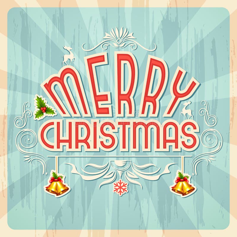 Vintage Merry Christmas Sign Postcard Stock Vector - Illustration of ...