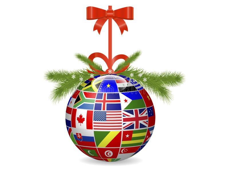 Merry Christmas ball International flags