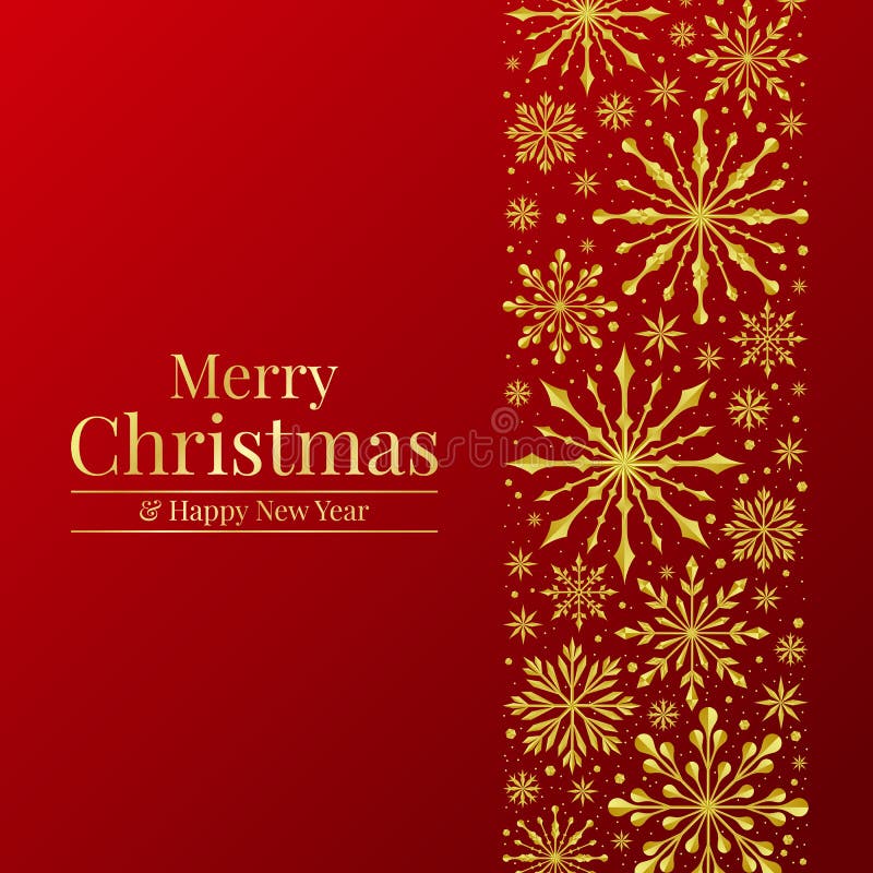 Merry christmas banner gold Vertical bar with abstract luxury snow sign on red background vector design