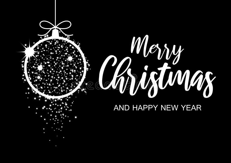 Merry Christmas and Happy New Year Sign on a Black Background Stock Vector  - Illustration of concept, merry: 163897983