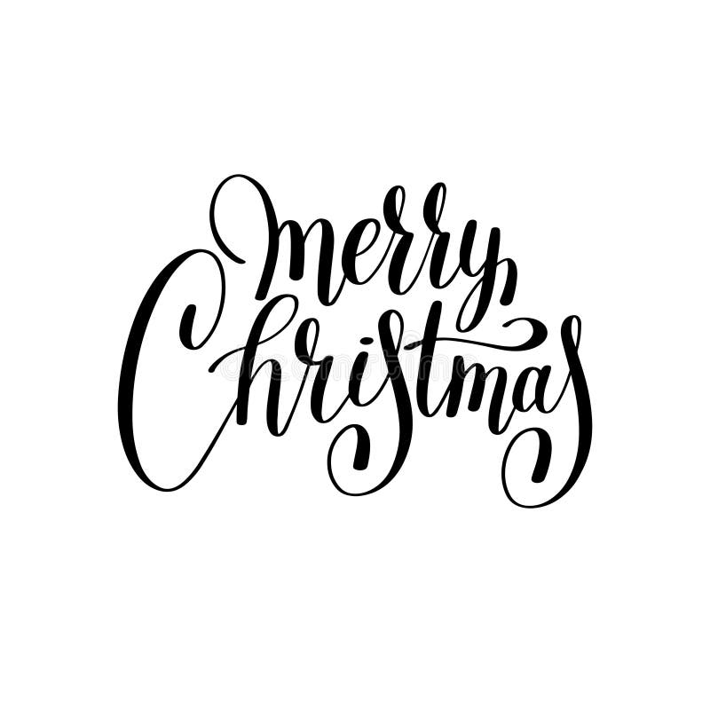merry christmas black and white handwritten lettering