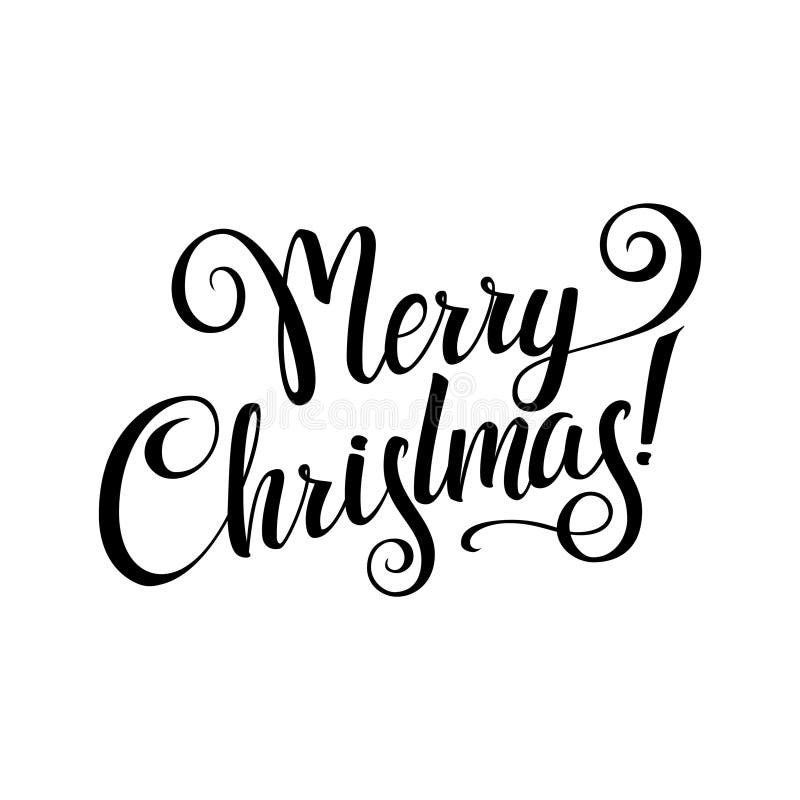 Merry Christmas Calligraphy. Greeting Card Black Typography on White ...