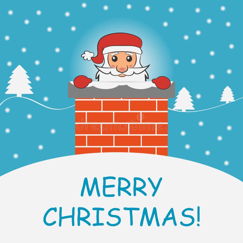 Santa Claus in the Chimney. Template for Holiday Banner. Vector ...