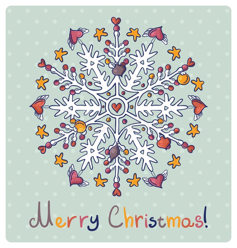 Merry Christmas card with snowflakes