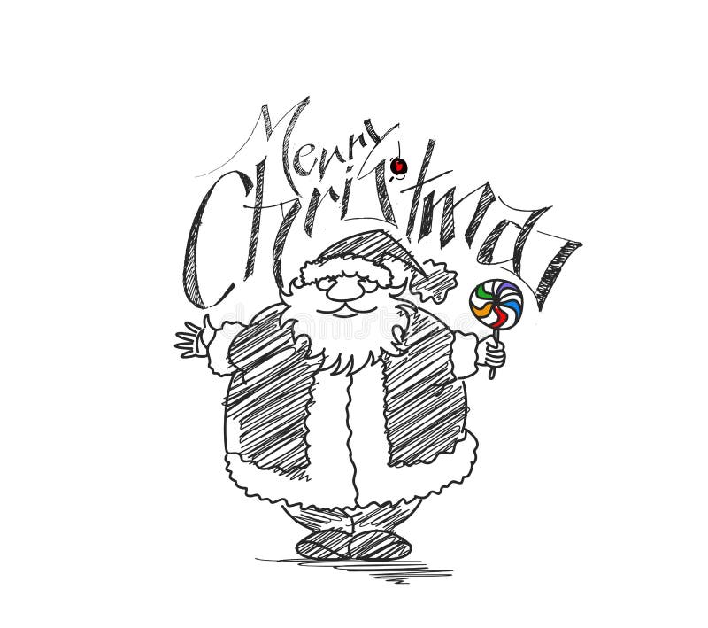 Merry Christmas! Cartoon Style Hand Sketchy Drawing of a Funny S Stock