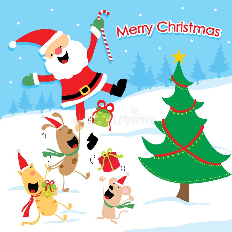 Merry Christmas Cartoon Vector Stock Vector - Illustration of santa