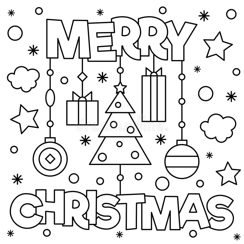 Merry Christmas. Coloring Page. Vector Illustration. Stock
