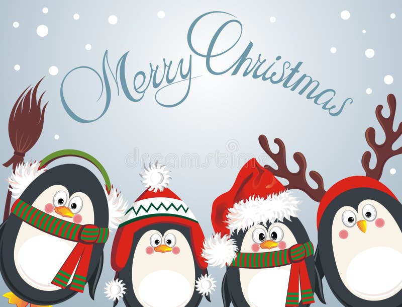 Merry Christmas Cute Penguins Royalty Free Stock Images Image 35477599